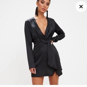 Pretty Little Things satin Long Sleeve wrap dress size large